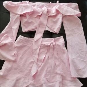❗Pink Crop Top and Mini Skirt Set Small❗